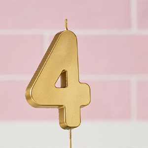 Gold Number 4 Candle